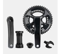 Générique Pédalier de vélo de Route Noir Comprenant Un axe Central, manivelles en Alliage de 170 mm, Compatible avec Double Plateau 11/12 Vitesses, Options 50/34T et 53/39T(53/39T)