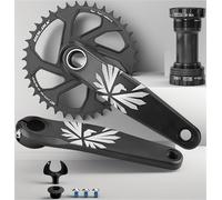 Générique Pédalier VTT Noir Mat-Monovitesse avec Boîtier Pédalier Manivelles 70/175 Mm,Plateaux Étroits Et Larges 30/32/34/36/38dents, Compatible Les Transmissions 8/9/10/11/12 Vitesses(38 T,175mm)