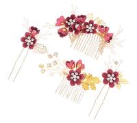 Générique Peigne à Cheveux de Mariée Fleuri 4 Pièces, Accessoires pour Cheveux de Mariage, Épingles Décoratives pour Fêtes et Cérémonies, Ornements Floraux Élégants pour Femme et Fille