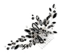 Générique Peigne à Cheveux de Mariée Noir en Verre et Alliage Léger, Confortable à Porter, Accessoire Délicat pour Coiffure de Mariage et Occasions Spéciales