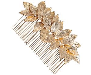 Générique Peigne à Cheveux Mariage en Alliage Métallique Doré, Accessoire Coiffure Fille, Peigne Feuille Décoratif Léger, pour Fête, Bal et Cérémonie, Accessoire Cheveux Doré Élégant