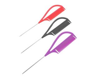 Générique Peigne à Queue Métallique 3 Pièces pour Coiffure Professionnelle, Aiguille Fine, Plastique et Métal, pour Salon et Occasions Spéciales