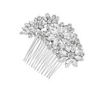 Générique Peigne Cheveux Décoratif Alliage Argenté avec Cristaux pour Mariée Accessoire Élégant pour Coiffure Mariage et Cérémonie Ornement Floral Raffiné pour Tresse et Chignon