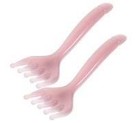Générique Peigne de Massage Tête en Résine Rose 2pcs, Outil de Tête Gua Sha Portable Design Ergonomique pour Soulager la Fatigue Musculaire du Cou Mâchoire Quotidien