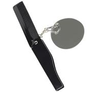 Générique Peigne de Poche Pliable pour Homme Miroir Ovale en Acrylique, Portable et Multifonction pour Voyage, Peigne Large et Compact pour Barbe et Moustache