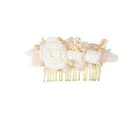 Générique - PEIGNE FLEURS SÉCHÉES GAIA ROSES BLANCHES 12X5CM
