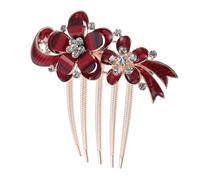 Générique Peigne Latéral pour Cheveux Mariage de Fleur Strass Rouge Accessoire pour Cheveux de Mariée Décoratif pour Fêtes et Banquets