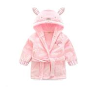 Générique Peignoir bébé personnalisé et brodé avec Un prénom Robe de chambre douce et moelleuse Capuche avec Oreilles Personnalisé Bebe Peignoir Bebe Pour Garçons&Filles 90-130 cm