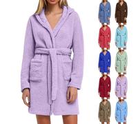 Générique Peignoir de Bain à Capuche, pour Femme et Homme 100% Coton éponge 600 g avec Ceinture, Poches, Douche, Peignoir Doux, Serviette