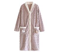 Générique Peignoir De Bain Femme Coton Kimono Long Polaire En Doux Confortable Homme Peignoirs Robe Blanche Éponge Court Résistant Lavages Sortie Femmes Portables Grande Taille Violet #1 M