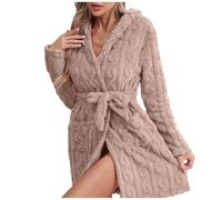 Générique Peignoir de Bain Femme Polaire à Capuche Long Peignoir Taille Haute avec Ceinture Douillets Peignoirs Robe d Interieur Hiver Chaude Doux Microfibre Flanelle pour Une Soirée Télé