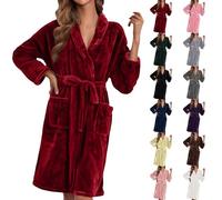 Générique Peignoir Femme Long Épais en Flannel Polaire - Robe de Chambre Chaud Hiver Automne Confortable pour Maison Matin Doux Réveil