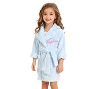Générique Peignoir pour Enfants avec Broderie de Nom et Lettres Personnalisé - Robe de Nuit Douce en Flanelle - Peignoirs Polaires Unisexe Filles Garçons 1-7 Ans 5 Couleurs Adorables Cadeau Bébé