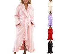 Générique Peignoirs Femme Robe De Chambre Femme Polaire Peignoir Chaud Hiver Microfibre Bain Eponge Coton Personnalisé Nid Dabeille Pyjama Et Doux Capuche Long Sortie Chaude Léger Bride,XL