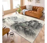 Générique Peinture à L'Encre Chinoise Feng Shui Antidérapants Tapis Chambre Moderne 120x180 cm Gris-Vert Lavable en Machine Tapis Salon Doux à Poil Court Décoration Maison - Nettoyage Facile