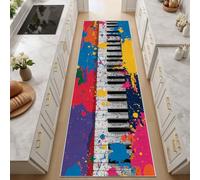 Générique Peinture Graffiti, Piano Musical Tapis Couloir Long 60x180 cm Tapis Antidérapant Lavable, à Poils Courts, Piano Abstrait Paillasson Interieur Entree pour Couloir, Chambre à Coucher, Salon