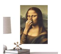 Générique Peinture Nez Pincé | Mona Lisa Art Mural - Humour Joconde Se Bouchant Le Museau Toile Toilettes Vintage Affiche Fantaisiste Impression Pour Salle De Bain Décoration Maison
