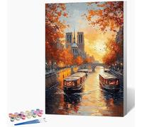 Générique Peinture Numero Enfant Automne Peinture par Numero Bateau Paint by Numbers, Loisir Creatif Adulte DIY Kit Creatif Adulte Couleur Canevas Painting, Cadeau Femme Sans Cadre 80x120cm Q-5523