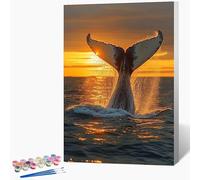 Générique Peinture Numero Enfant Baleine Peinture par Numero Sea Paint by Numbers, Loisir Creatif Adulte DIY Kit Creatif Adulte Couleur Canevas Painting, Cadeau Femme Sans Cadre 70x100cm L-8D18