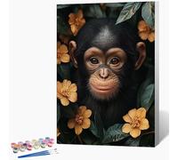 Générique Peinture Numero Enfant ChimpanzéS Peinture par Numero Fleur Paint by Numbers, Loisir Creatif Adulte DIY Kit Creatif Adulte Couleur Canevas Painting, Cadeau Femme Sans Cadre 50x80cm U-Q560