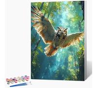 Générique Peinture Numero Enfant Hibou Peinture par Numero Animal Paint by Numbers, Loisir Creatif Adulte DIY Kit Creatif Adulte Couleur Canevas Painting, Cadeau Femme Sans Cadre 70x100cm A-AS83