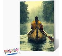 Générique Peinture Numero Enfant Indiens Peinture par Numero Bateau Paint by Numbers, Loisir Creatif Adulte DIY Kit Creatif Adulte Couleur Canevas Painting, Cadeau Femme Sans Cadre 30x40cm Q-A656