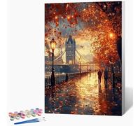 Générique Peinture Numero Enfant Londres Peinture par Numero Automne Paint by Numbers, Loisir Creatif Adulte DIY Kit Creatif Adulte Couleur Canevas Painting, Cadeau Femme Sans Cadre 60x90cm T-6R36