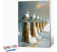 Générique Peinture Numero Enfant Oiseau Peinture par Numero Sea Paint by Numbers, Loisir Creatif Adulte DIY Kit Creatif Adulte Couleur Canevas Painting, Cadeau Femme Sans Cadre 30x40cm M-4Y75