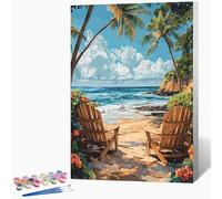 Générique Peinture Numero Enfant Plage Peinture par Numero Sea Paint by Numbers, Loisir Creatif Adulte DIY Kit Creatif Adulte Couleur Canevas Painting, Cadeau Femme Sans Cadre 70x100cm 2-XN18