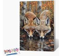 Générique Peinture Numero Enfant Renard Peinture par Numero Lac Paint by Numbers, Loisir Creatif Adulte DIY Kit Creatif Adulte Couleur Canevas Painting, Cadeau Femme Sans Cadre 60x90cm B-Q258