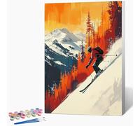 Générique Peinture Numero Enfant Ski Peinture par Numero Sportif Paint by Numbers, Loisir Creatif Adulte DIY Kit Creatif Adulte Couleur Canevas Painting, Cadeau Femme Sans Cadre 60x90cm Q-O646
