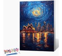 Générique Peinture Numero Enfant Sydney Peinture par Numero Sea Paint by Numbers, Loisir Creatif Adulte DIY Kit Creatif Adulte Couleur Canevas Painting, Cadeau Femme Sans Cadre 30x40cm 8-8Q42