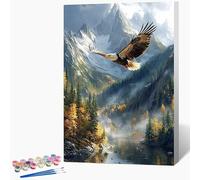 Générique Peinture par Numero Adulte Eagle Peinture Numero Lac Activite Manuelle Adulte Painting by Numbers, Kit de Bricolage par Débutants Avec Pinceaux, Decoration Maison Sans Cadre 50x80cm 9-6Q68