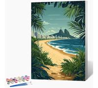 Générique Peinture par Numero Adulte Ha Tan Peinture Numero Sea Activite Manuelle Adulte Painting by Numbers, Kit de Bricolage par Débutants Avec Pinceaux, Decoration Maison Sans Cadre 40x60cm Q-JZ36