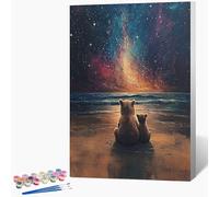 Générique Peinture par Numero Adulte Ours Peinture Numero Sea Activite Manuelle Adulte Painting by Numbers, Kit de Bricolage par Débutants Avec Pinceaux, Decoration Maison Sans Cadre 40x60cm M-Y524