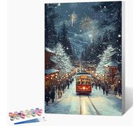 Générique Peinture par Numero Adulte Rue Peinture Numero Hiver Activite Manuelle Adulte Painting by Numbers, Kit de Bricolage par Débutants Avec Pinceaux, Decoration Maison Sans Cadre 50x80cm Y-Q446