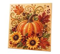 Générique Peinture Perles Automne 30x30cm Récolte Cadre Inclus Déco | Des tons ambrés et rouillés qui apportent une ambiance chaleureuse et cosy.