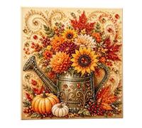 Générique Peinture Perles Automne 30x30cm Récolte Cadre Inclus Déco | Des tons ambrés et rouillés qui apportent une ambiance chaleureuse et cosy.