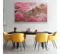 Générique Peinture Sur Toile Plantes Arbres Fleuris Affiches Impressions Architecture Chinoise Mur Art Photos pour Salons Chambres Cuisines Tableaux Décoratif 120 x 60 cm (L x l) Sans Cadre