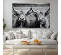 Générique Peinture Sur Toile Texture Bois Vache Des Highlands Affiches Impressions Style Bohème Mur Art Photos Pour Salons Chambres Cuisines Tableaux Décoratif 140 x 70 cm (L x l) Sans Cadre
