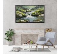 Générique Peintures À L'Huile Représentant Un Paysage De Ruisseau Forestier, Idéales Pour Le Salon, Un Style Rustique Luxueux. Œuvres D'Art Texturées 100% Peintes À La Main, Sans Cadre. Déc