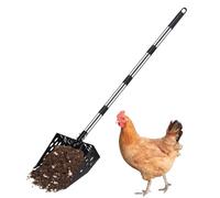 Générique Pelle À Crottes De Poule,Manche Long Réglable Robuste Acier Inoxydable - Râteau-Pelle À Crottes pour Chien | pour Ferme Jardin Sable Niche Chèvre Cheval Volaille Animaux Lapin Chat Litière