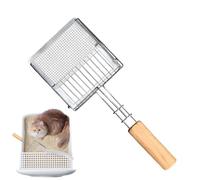 Générique Pelle À Litière pour Chat - Métal Anti-Adhésive avec Grille Fine Et Tête Plate pour Litière Féline - Accessoire Chat Design Pousser-Tirer avec Manche en Bois pour Maison Et Chaton