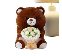 Générique Peluche Animale,Tenant Un Bouquet - Peluche Cadeau Saint-Valentin,Cadeau pour Épouse Mère Noël Anniversaire Mariage Saint-Valentin