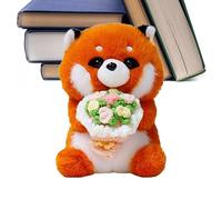Générique Peluche Animale - Tenant Un Bouquet - Peluche Cadeau Saint-Valentin - pour Femme Fille Mère - Cadeaux Noël Anniversaire Mariage Saint-Valentin