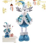Générique Peluche Bonhomme de Neige - Renne Père Noël Télescopique pour Noël | Figurine Bleue Adorable Décoration Fête pour Canapé Table Chevet Cheminée Bibliothèque