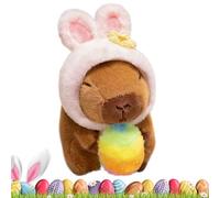 Générique Peluche Capybara - Décoration Douce 20cm Tenant Un Œuf de Pâques - Doudou avec Chapeau à Oreilles de Lapin,pour Chambre d'enfant Voyage Anniversaire Maison et Séjour