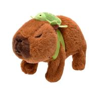 Générique Peluche Capybara Électrique - Animal Marchant Interactif avec Sac À Dos Tortue, Jouet Rongeur Marron, Longueur 15cm, Poids 125g, Fonctionne sur Piles- pour Crèches & Jeu