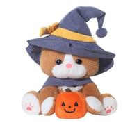 Générique Peluche Chat Halloween | Chat Sorcière avec Chapeau et Cape | Peluche Douce 25 cm Décor Chambre pour Canapé Salon Lit | Cadeau Anniversaire Garçons et Fêtes