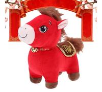 Générique Peluche Cheval 2026 - Mascotte Rouge Douce | Velours Coton PP Cheval Zodiaque - Décor Nouvel an pour Lit Canapé Bureau Chambre - Accessoire Fête Anniversaire Halloween Noël Cadeaux